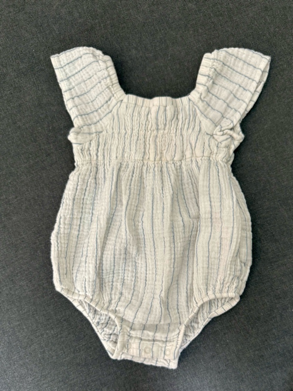 cloud island light blue & white striped cotton baby one-piece
